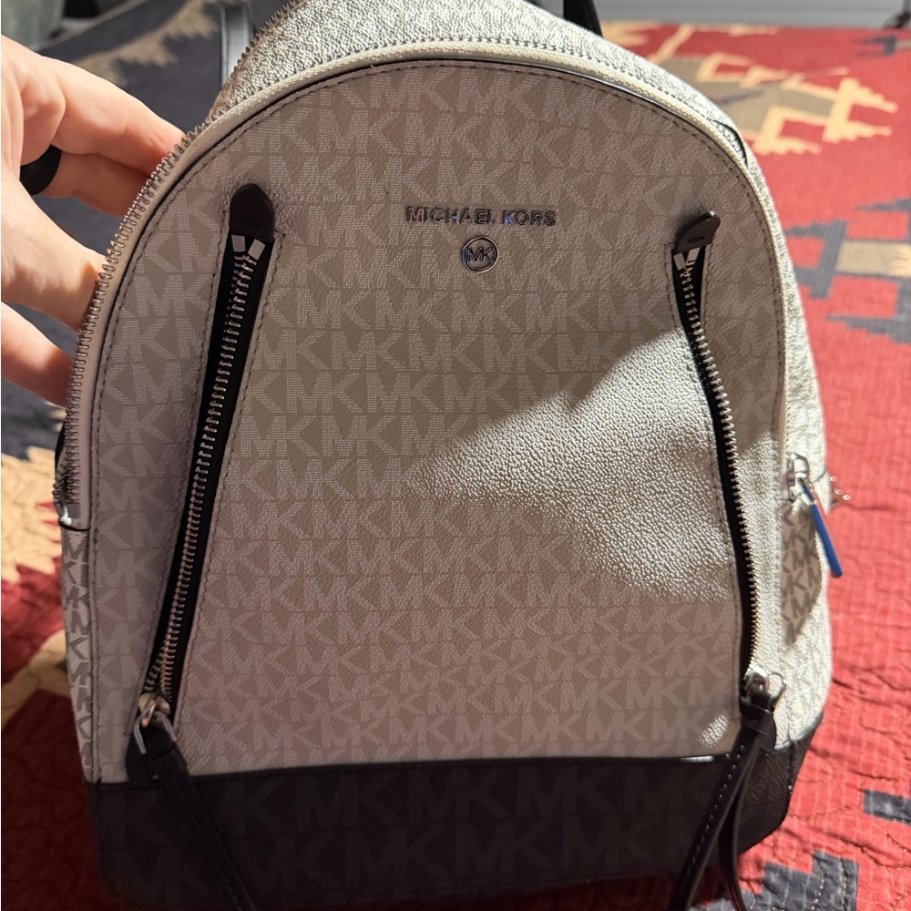 Michael Kors Cream and Black Monogram Backpack